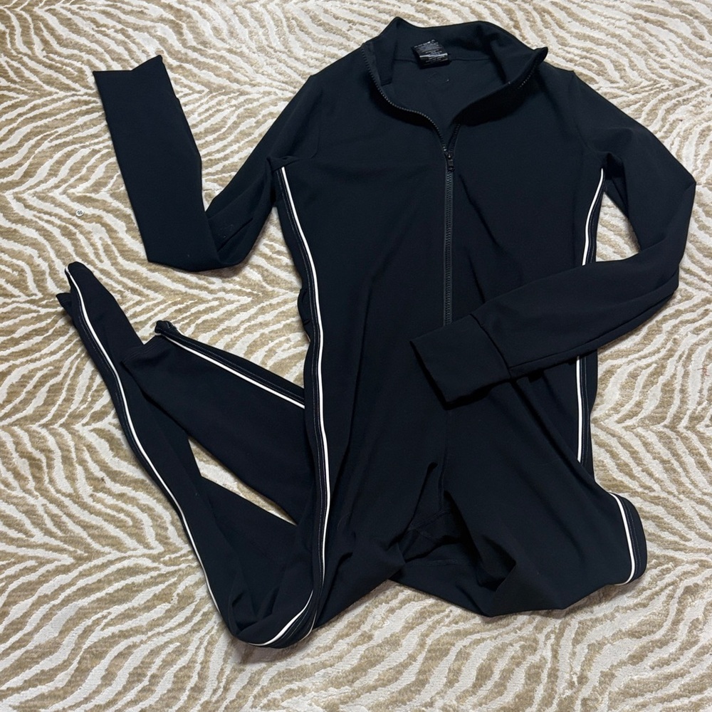 The Upside Black Jumpsuit with White Stripes